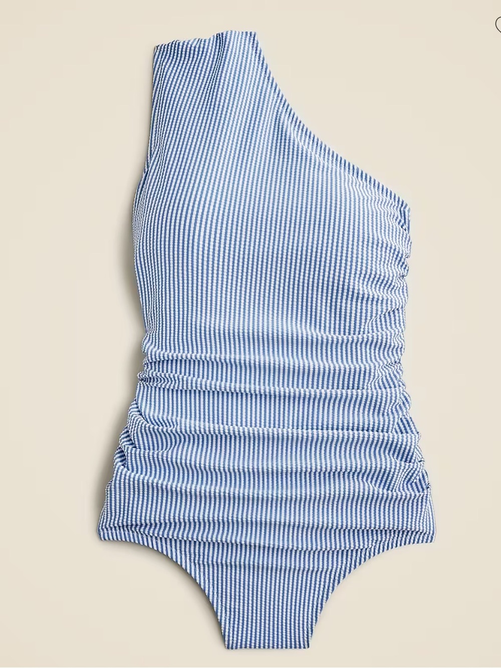 J.Crew Ruched one-shoulder one-piece swimsuit in seersucker stripe NWT